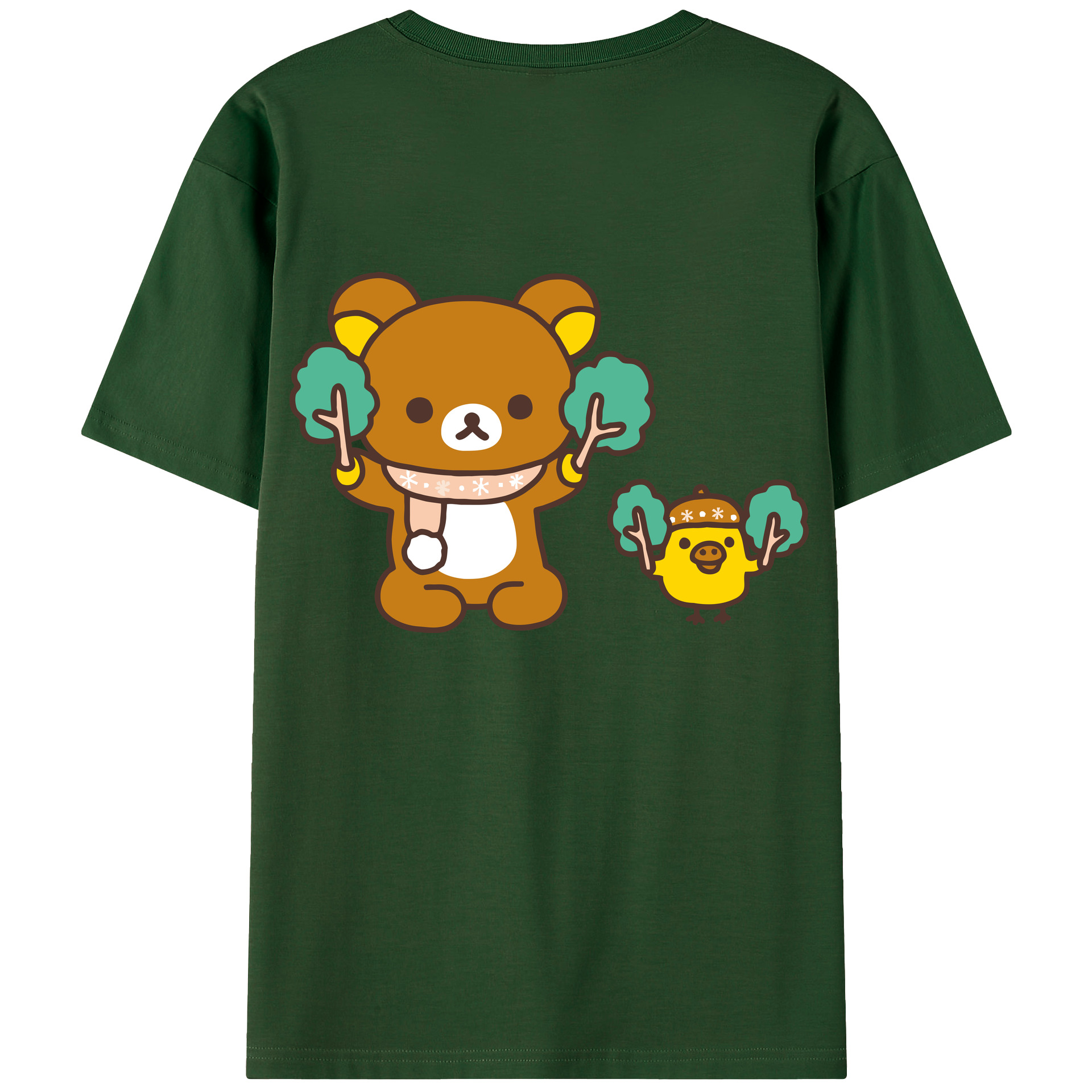 （画像用） リラックマ リラックマ キイロイトリ Rilakkuma Korilakkuma Kiiroitori 綿100％半袖Tシャツ（背面プリント）